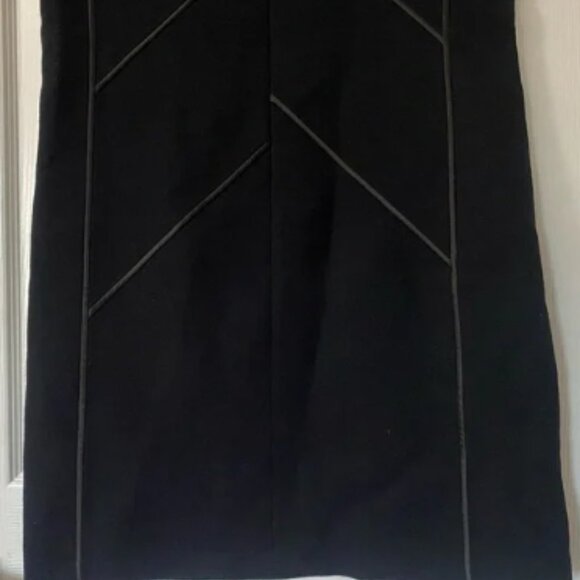 Lafayette 148 New York Black Henora Wool Shift Dress w/ Charmeuse Piping Size L - Picture 2 of 4